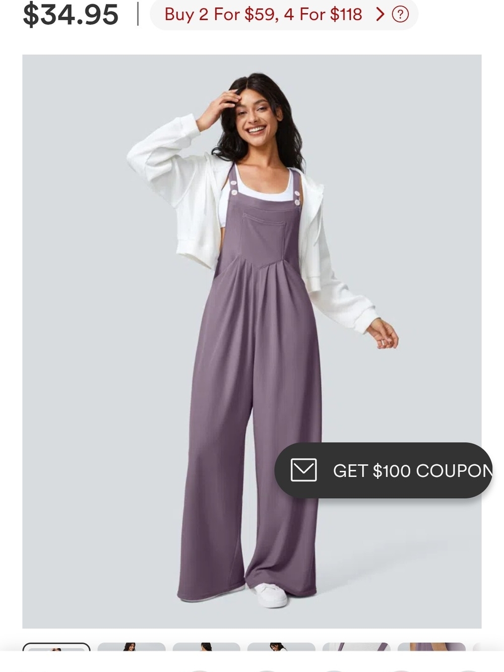 Halara Adjustable Strap Button Multiple Pockets Waffle Casual Overalls